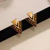 Pendientes Triangulares con Estampado de Leopardo y Técnica de Goteo de Aceite Estilo Europeo y Americano para Mujer Pendientes de Diseño Nicho Retro Pendientes de Lujo Ligero de Alta Gama