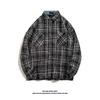 Camisa de cuadros estilo Hong Kong para hombre, primavera y otoño, con volantes, guapo, tablero de ajedrez, cuadros, manga larga, marca moderna y popular, estilo japonés, ropa interior, abrigo de otoño