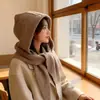Pasamontañas de Estilo Otoño e Invierno Coreano para Mujer, Bufanda de Sombrero de Lana Cálida, Bufanda para el Cuello con Capucha de Una Pieza, Gorro Tejido de Moda