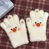 Luvas fofas de boneco de neve para mulheres, quentes e aconchegantes para o inverno, luvas felpudas com design de dedos em formato de estrela, luvas de cinco dedos compatíveis com tela sensível ao toque