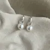 Pendientes Redondos de Perla con Aguja de Plata Estilo Ouyang Nana, Pendientes de Gama Alta de Nicho, Versátiles para el Uso Diario, Pendientes para Mujer