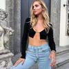 Estilo Europeo y Americano Popular Metal Letra Tejido Cárdigan Sexy Top para Mujer Moda Ajustado Elástico Ultracorto Sexy Top