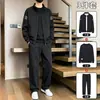 Conjunto Deportivo y de Ocio de Tres Piezas para Hombre Primavera/Otoño para Personas de Mediana Edad y Mayores, Holgado, Versátil, Sudadera de Cuello Redondo, Pantalones Deportivos, Chaqueta tipo cárdigan con cuello mao