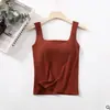 Una generación de chaleco de algodón con cuello cuadrado y almohadilla en el pecho, camisola base de una pieza para mujer, lencería, se puede usar por fuera
