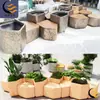 Asientos para Empalme de Fibra de Vidrio Paisaje Urbano Asientos Combinación de Flores Cuadrado Silla de Parque de Calle Maceta con Forma Especial para Exteriores Taburete