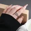Anillo de Lava Plegado Minimalista de Alta Gama Transfronterizo de Acero Inoxidable Irregular Hueco con Forma de Hoja Anillo Abierto Joyería de Moda