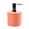 Frasco de Álcool em Gel com Tampa de Bambu Listrada Horizontal Conjunto de Armazenamento para Banheiro com Textura de Cerâmica Artigos de Higiene Pessoal para Hotéis e Pousadas