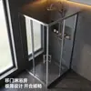 Mampara de ducha cuadrada a medida con áreas separadas de seco y mojado, adecuada para baños pequeños, con mamparas de vidrio a prueba de explosiones y un diseño de baño integrado