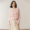 Suéter de tricô jacquard espiga de trigo, de alta qualidade, macio, com modelagem solta e estilo relaxado, branco, com design vazado, mistura de caxemira, feminino, gola redonda, estilo fino
