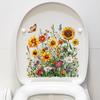 Planta Flor Tampa de Vaso Sanitário Adesivo Decorativo Janela de Banheiro Vidro Flor Borboleta Removível PVC Adesivo de Parede para Cabelo