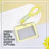 Porta-cartões transparente horizontal da moda para estudantes, cordão para crachá escolar, capa protetora para crachá, porta-cartão IC de comércio exterior no atacado