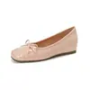 Zapatos planos bajos estilo francés de cuero genuino, con aumento interno de 5 cm, de color bloqueado, para mujer, zapatos de ballet vintage de suela blanda con lazo