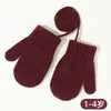 Guantes de Invierno Infantiles de Colores Caramelo, Forrados de Polar y Engrosados para Otoño e Invierno, Guantes Infantiles Colgantes del Cuello, Guantes Tejidos Engrosados y Cálidos