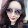 Gafas de Sol Anti-UV, Elegantes Gafas sin Marco con Borde Cortado, Estilo Coreano para Mujer, Retro, Protección Solar y Sombrilla para Exteriores, Gafas para Mujer