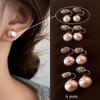 Verano Nuevo Shijia Aretes de Perlas de Pan al Vapor para Mujer Plata de Ley S925 Aguja de Plata Nicho Alta Gama Lujo Ligero Combinación con Todo Personalidad