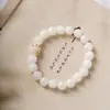Pulseira Bodhi para Casais, Pulseira Bodhi Raiz de Jade Branco Unissex, Pulseira de Contas de Oração Budista Unissex