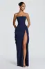 Vestido de Baile Strapless Bestseller de Alta Qualidade com Barbatanas, Drapeado 3D, Costas com Cadarço e Fenda Alta
