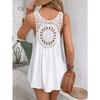 2024 Transfronterizo Amazon AliExpress Verano Nuevo Simple Espalda Encaje Encaje Calado Chaleco Fresco T Mujer