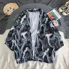 Moda Primavera e Verão 2024 Marca de Moda Robe de Garça Tie-dye Estilo Coreano Masculino Moda Bonita Estilo Harajuku Casual Jaqueta de Rua
