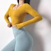 Roupas de Yoga com Tapete de Peito Feminino Sexy Costas Apertado Manga Longa Fitness Top Running T-shirt Esportes Outono