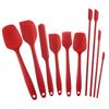 Raspador de silicona engrosado, 10 piezas, moldeado integrado, espátula raspadora de silicona para pasteles ecológica, roja con traje en stock