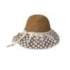 Sombrero de paja para mujer, protector solar de verano, sombrero de ala grande, para playa, vacaciones en la playa, sombrero plegable con encaje