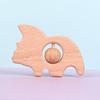Sonajero animal de haya nuevo de madera de dibujos animados DIY juguete para molares de bebé accesorios fabricantes fuente mayoreo