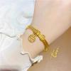 Pulsera de Oro de Arena Vietnamita Marca Sansheng Sanshi Fu Campana Feliz de Dos Mundos Pulsera de Tres Círculos Más Fácil de Combinar Pulsera de Círculo Delgado Precio de Mayoreo