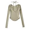 Ropa de mujer para chicas europeas y americanas, nueva camiseta de primavera con cuello colgante y manga larga para mujer europea y americana