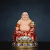 Estátua do Bodhisattva Guanyin para Adoração em Casa, Estátua de Resina do Grande Bodhisattva Compassivo e Benevolente do Mar do Sul, Apresentando os Três Santos do Mundo Saha