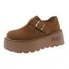 Jialuoya~ Sapatos Birkenstock de Solado Grosso Bolo de Arroz Feminino Outono Novo Estilo Fosco Slip-on Aumento de Altura Com Pelúcia Adicional Mocassins Birkenstock
