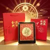 Moeda Grande de Ouro Puro 999 Ornamento Paz e Alegria Ornamento Dourado Suporte de Exibição para Porta-Retrato de Mesa Lembrança de Reunião de Negócios