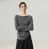 Suéter de Cachemira para Bebé Pequeño Otoño/Invierno Nuevo Estilo de Un Hombro Diseño Irregular Suéter de Punto a la Moda Capa Base