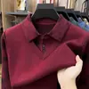 Suéter com gola de camisa falsa de duas peças, espesso, para homens, novo estilo outono e inverno, gola lapela, blusa de base de tricô quente para pais de meia-idade