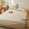 Sábana Bajera Ajustable Jacquard de Lino y Algodón Wabi-Sabi Clase A Pieza Única Juego de Tres Piezas de Algodón Puro Ropa de Cama Sencilla para Casa de Huéspedes