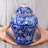 Bote de Té de Cerámica Grande Azul y Blanco Pu'Er Té Blanco Bote de Almacenamiento Sellado Almacén de Té a Prueba de Humedad Bote de Almacenamiento de Té Vacío Venta al por Mayor