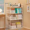 Estantería de pie para libros, Estante de almacenamiento de varios niveles móvil para libros con ruedas, Carrito pequeño, Librería de oficina