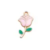 Liga que pinga óleo rosa coração de Dia dos Namorados rosa rosa acessório de pingente DIY para pulseira e colar