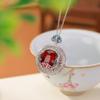 Colgante de plata de ley Yilu S925 con forma de ámbar sangriento y jade hetiano, estilo nacional, cloisonné, Lucky Lotus, hueco.