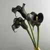 Flores Artificiais PU Lírio-do-calla Flor Falsa Decoração de Casa Toque Realista Lírio-do-calla com Borda Enrolada Haste Longa Alocasia Arranjo Floral de Casamento