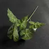 Planta artificial de caladio de 5 hojas impresa en 3D para decoración de boda temática de bosque, flores artificiales, follaje decorativo para paisajismo de pared vegetal