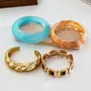 Pulsera de Acrílico Teñido Retorcido Redondo Transfronterizo Europeo y Americano, Pulsera de Lujo Ligero de Gama Alta, Joyería de Estilo Exagerado al por Mayor