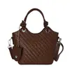 Bolsa Cesta Tecida Vintage para Mulheres, Nova Bolsa de Mão Maillard 2026, Versátil Bolsa de Ombro e Transversal de Outono