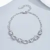 Plata de ley maciza S925 3 piedras principales de 6x8 mm engaste vacío DIY diamante graffiti patrón de gato de dibujos animados pulsera joyería