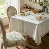Mantel rectangular resistente a salpicaduras con aspecto de lino, patrón bordado y bordes con borlas, elegante cubierta para mesa de comedor para el hogar, cocina, fiesta, vacaciones y decoración de restaurante, suministro directo de fábrica listo para enviar
