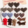 Parche de Joyería con Estampado de Leopardo Flocado Color Café Coreano Corazón de Melocotón Dachshund Oso Parche DIY Accesorios para Diadema Cuerda de Cabello Funda de Teléfono Móvil