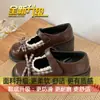 Zapatos Mary Jane para mujer para combinar con faldas, nuevo modelo de otoño 2026, punta redonda negra, estilo francés retro, zapatos de cuero con tacón de plataforma que aumentan la altura