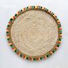 Individual de Mesa de Paja Estilo Bohemio Borla de Color Tejido de Piel de Maíz Mantel Individual Grueso Aislante del Calor Tapete para Olla de Arena Tapete para Plato