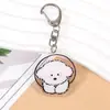 Llavero de Acrílico 2D Nuevo Transfronterizo Animal Bichón Cachorro Lindo Dibujo Animado Llavero Mochila Escolar Colgante Pequeño