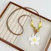 Collar Largo de Cuerda Trenzada con Cuentas de Cerámica Bohemia Coloridas y Estrella de Mar para Mujer, Estilo Étnico Retro